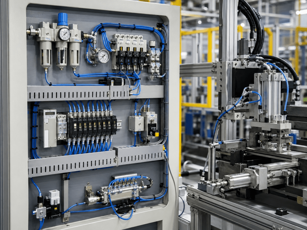 Pneumatic control systems for industrial pump applications