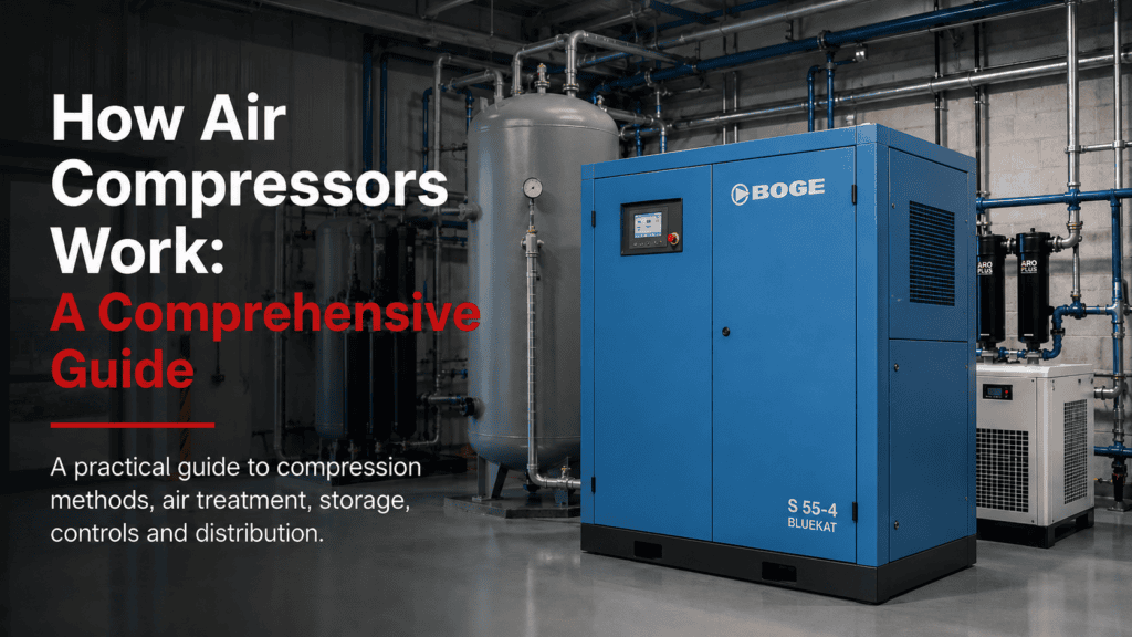 Industrial compressed air system installed in a manufacturing environment